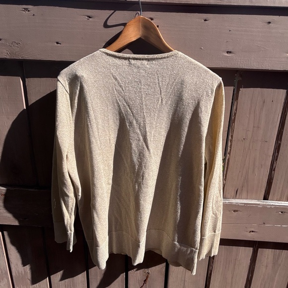 💕LIKE NEW💕 Light Gold Metallic-Thread Cardigan - Picture 10 of 13